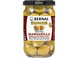 Оливки фарш. миндалем, Bernal, стекло, 300 г (180 г)