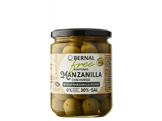 Оливки MANZANILLA FREE Bernal, -30% соли, с/к, 250 г (436 г)