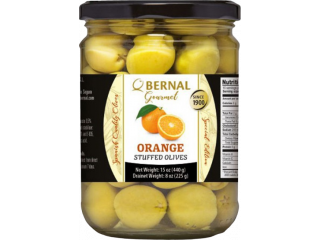 Оливки фарш. апельсином, Bernal, стекло, 436 г (250 г) (N)