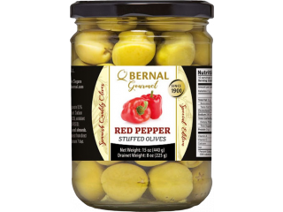 Оливки фарш. перцем, Bernal GOURMET, стекло, 436 г (250) г
