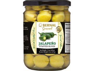 Оливки фарш. халапеньо, Bernal, стекло, 436 г (250 г) (N)