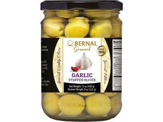 Оливки фарш. чесноком, Bernal GOURMET, стекло, 436 г (250 г)